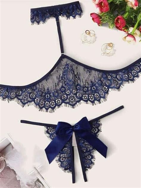 Bowknot Opening Sexy Lace Set Doll Up Boutique