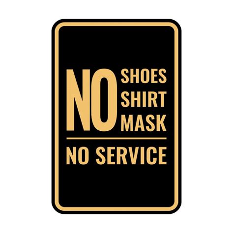 Portrait Round No Shoes No Shirt No Mask No Service Sign Black Gold