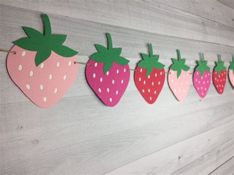 Strawberry Garland Strawberry Birthday Berry Banner Etsy