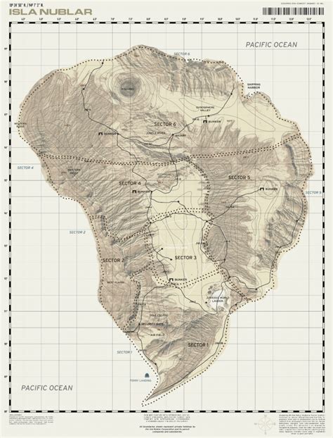 Isla Nublar Revised Topographic Map Jurassic Pedia