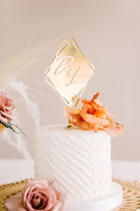 45 Diamond Initial Wedding Cake Topper Double Layer Acrylic Malibu