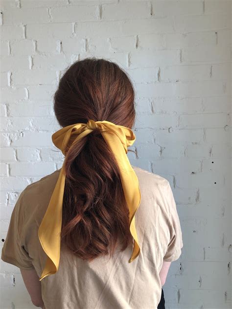 Saffron Silk Hair Bow Long Silk Hair Ribbon Long Silk Etsy