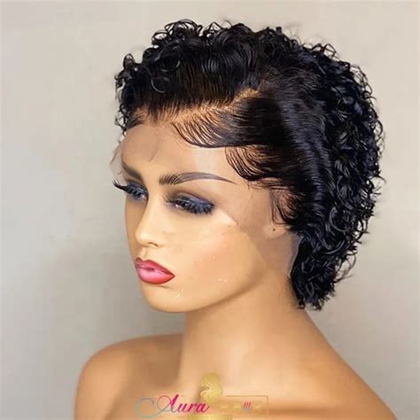 Short Pixie Cut Brazilian Virgin Hair Natural Color Lace Front Wigs
