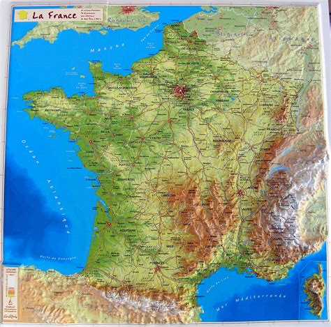 Large Detailed Relief Map Of France France Large Deta