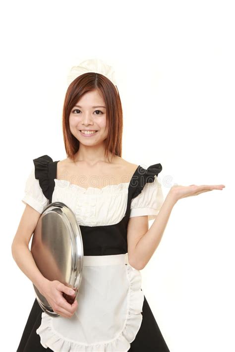 Asian Woman With French Maid Costume Stock Image Image Of Alone