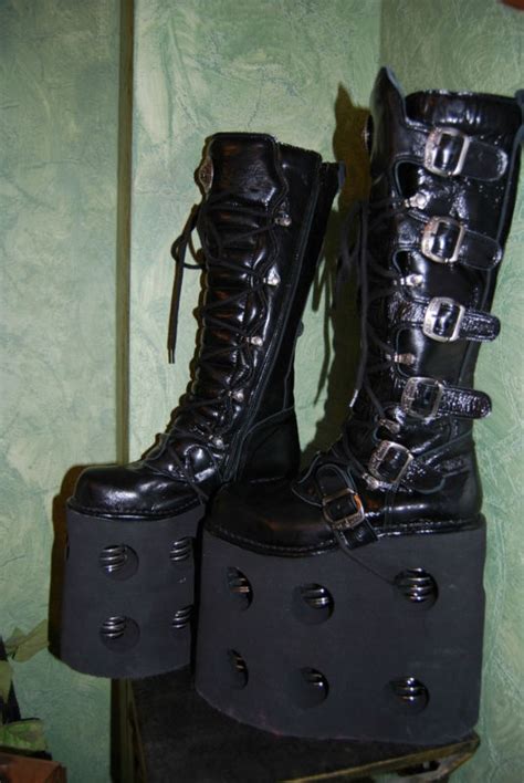 New Rock Huge Platform Boots With Double Springs Funky Shoes Goth