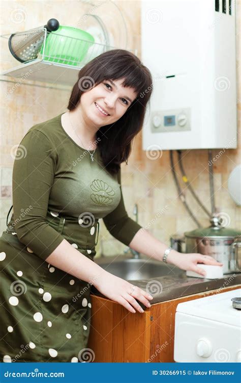 Housewife Cleans The Kitchen Sink Stock Image Image Of Female Adult