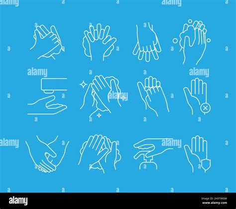 Hand Washing Icon Self Hygiene Medical Symbols Cleaning Steps Vector