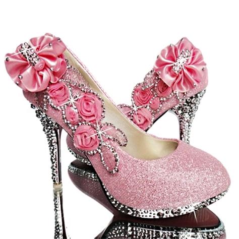 glitter crystal flower high heels women shoes pumps on luulla
