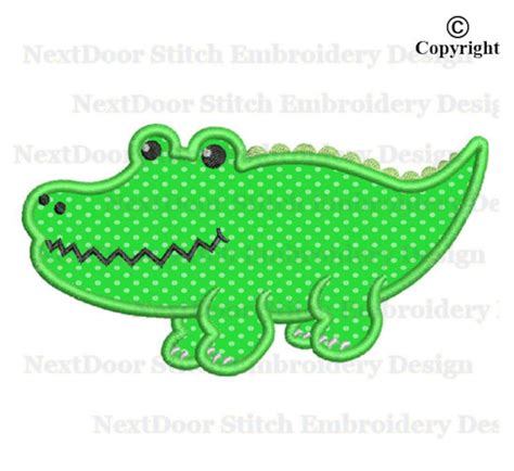 Alligator Embroidery Applique Design Lil Crocodile Machine Etsy