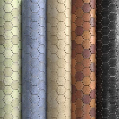 3D model Materials 10- Hexagon Tiles In 5 Color | CGTrader