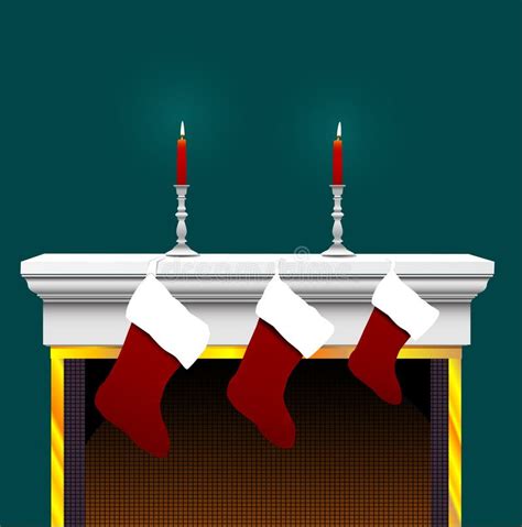 Christmas Stocking On Fireplace Stock Vector Image 1331661