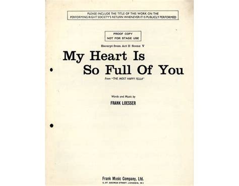 My Heart Is So Full Of You Song From Frank Loessers Musical The