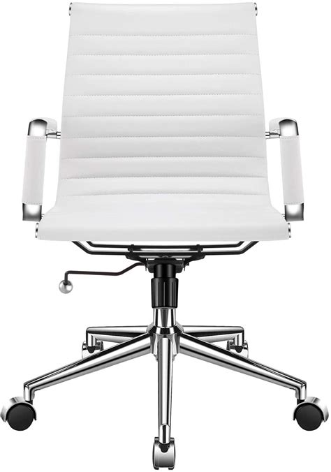 Luxmod® Mid Back Office Chair With Armrest White Adjustable Swivel