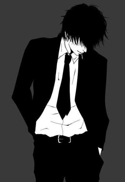 Suit And Tie Anime Guy Black And White Cmu Collage Pinterest