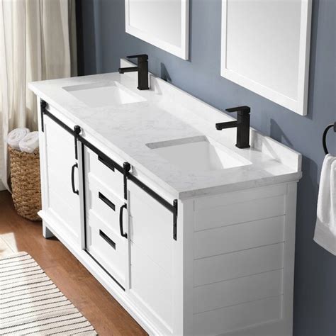 Ove Decors Edenderry 72 In Double Sink Bathroom Barn Door Vanity With