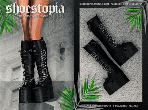 Shoestopia Black Princess Boots The Sims 4 Download