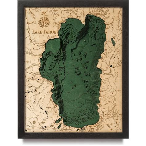 Lake Tahoe Medium Wooden Map Art Topographic 3d Chart