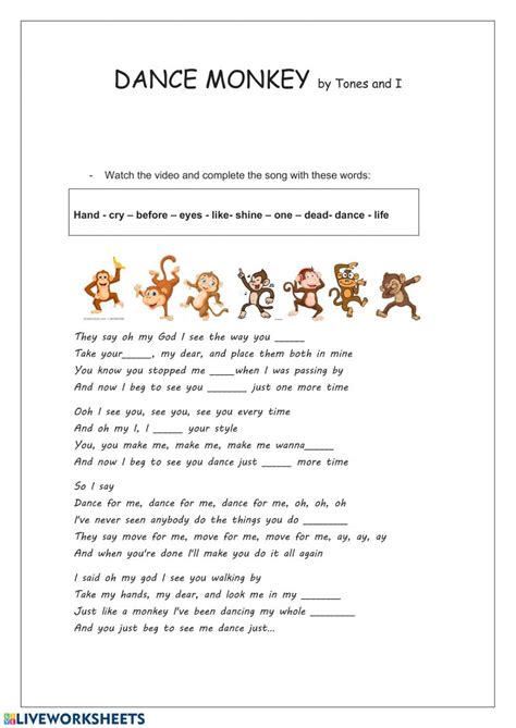 Worksheets With Songs Interactive And Downloadable Worksheet You Can Do The Exercises Online Or