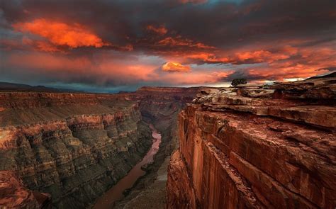 Nature Landscape River Sunrise Canyon Clouds Desert Sky Erosion