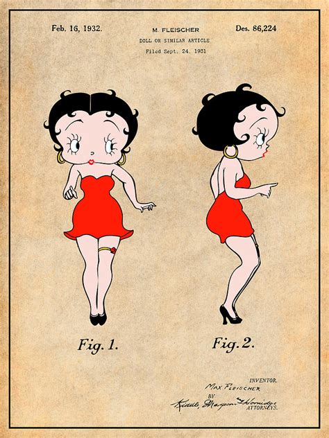 1931 Betty Boop Antique Paper Colorized Patent Print Drawing By Greg Edwards Pixels