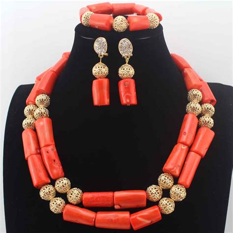 African Coral Beads Jewelry Set Christmas New Design African Nigerian