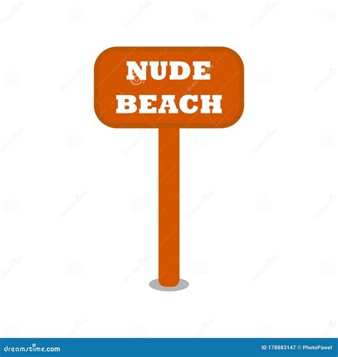 wooden brown sign saying nude beach vector illustration icon stock vector illustration of