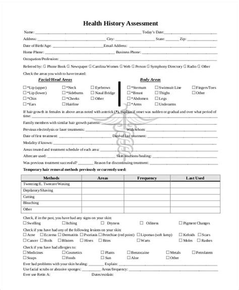 Free 36 Health Assessment Forms In Pdf Ms Word