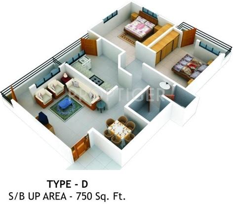 750 Sq Ft 2 Bhk Floor Plan Image Ashoka Vrindavan Available For Sale