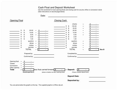 Printable Daily Cash Drawer Count Sheet Sole Proprietorship Balance