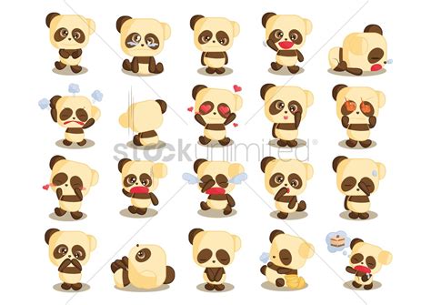 Cute Panda Emoticons Vector Image 1297411 Stockunlimited