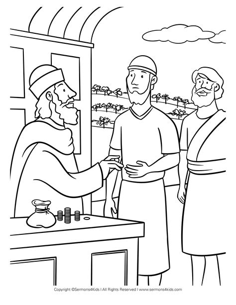Parable Of The Workers Coloring Page Sermons4kids