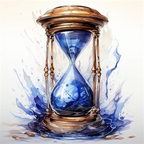 Premium Ai Image Painting Of A Hourglass With Blue Watercolors And A