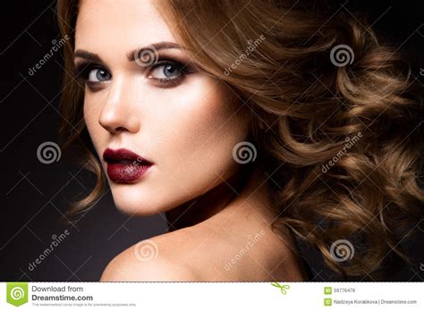 Close Up Portrait Of Beautiful Woman With Bright Stock Photo Image Of