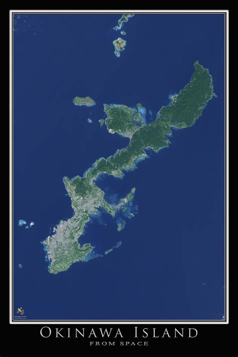 The Okinawa Island Japan Satellite Poster Map Okinawa Satellite Art