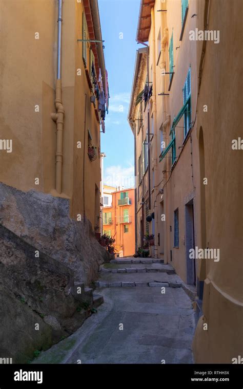 Narrow Street In Menton Old Town French Riviera Stock Photo Alamy