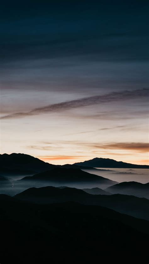 Download Mountains Sunset Fog Dawn Horizon Skyline Aerial View