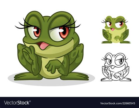 Female Frog Cartoon Character Mascot Design Vector Image
