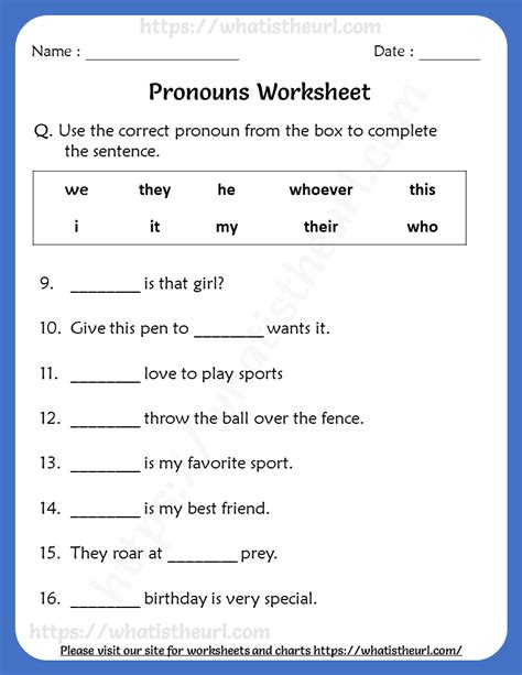 Pronouns Worksheet For Grade 4 2 Your Home Teacher