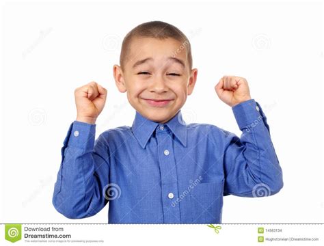 Kid Cheering Stock Photo Image Of Shirt Arms Cheerful 14563134