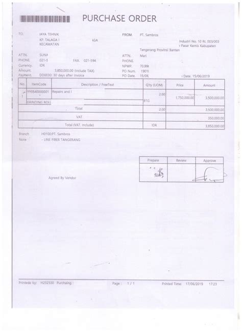 Contoh surat pernyataan pembatalan gawe cv. Contoh Surat Pembelian PO (Purchase Order) Terbaru 2019