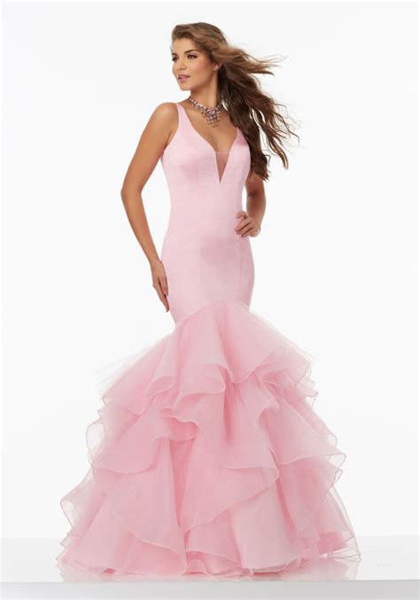 Satin Mermaid Prom Dress With Illusion Neckline Morilee