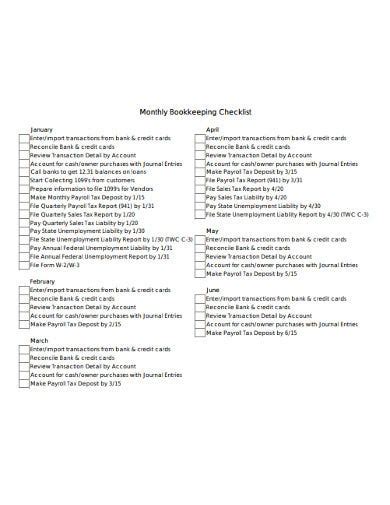 14 Bookkeeping Checklist Templates In Pdf Doc