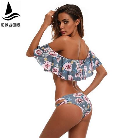 Hot Sexy Bikini Set Ruffle Swimsuit For Women Falbala Thong Off The