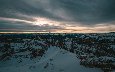 Download Wallpaper 3840x2400 Mountains Snow Aerial View Horizon