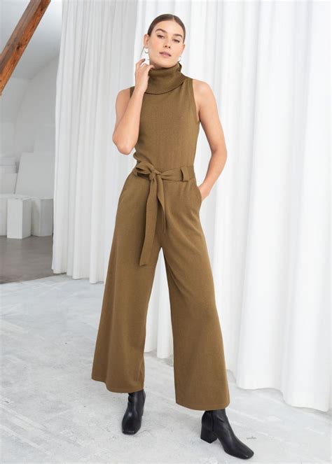 Cotton Blend Turtleneck Jumpsuit Jumpsuit Jumpsuits For Women