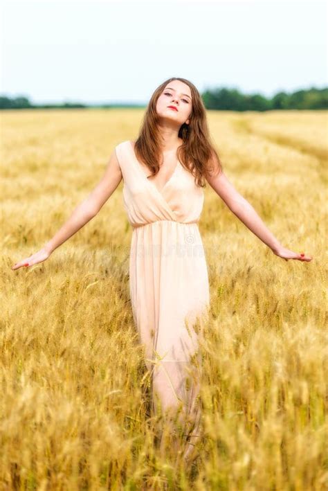Woman Posing In Wheat Field Stock Image Image Of Hair Meadow 42471041