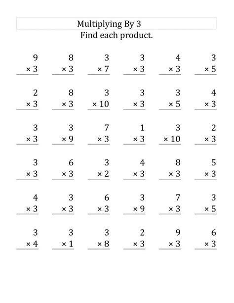 3 Times Tables Worksheet Activity Multiplication Worksheets