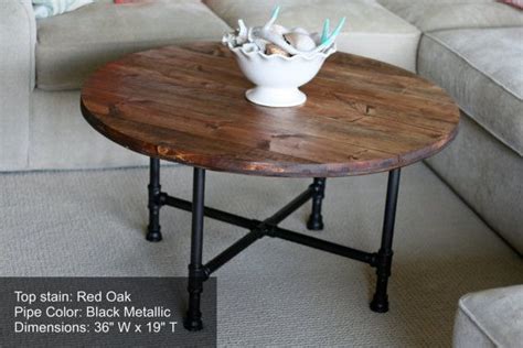 Round Industrial Coffee Table Wood Living By Sumsouthernsunshine