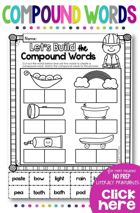 Compound Words Printables With Color Posters Worksheets And Answer Keys